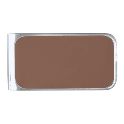 Mocha Brown Solid Color  Classic  Elegant Silver Finish Money Clip