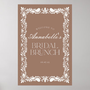 Mocha Brown Talavera Fiesta Bridal Brunch Welcome Poster