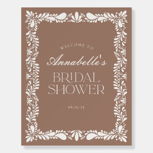 Mocha Brown Talavera Fiesta Bridal Shower Welcome Foam Board