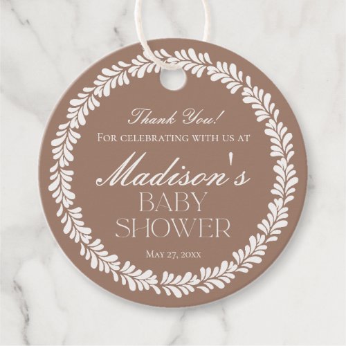 Mocha Brown Talavera Spanish Fiesta Baby Shower Favor Tags