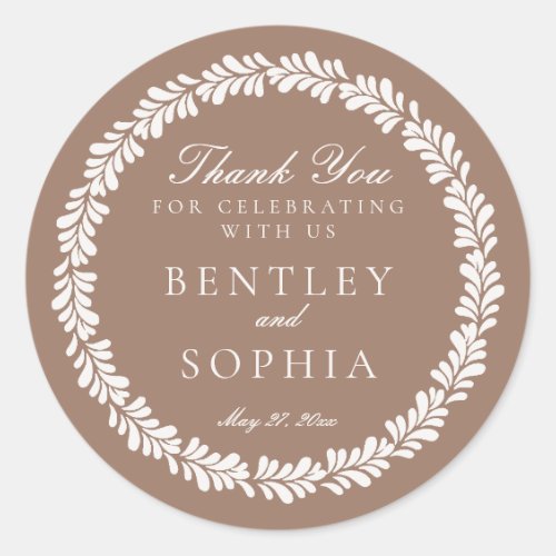 Mocha Brown Talavera Spanish Fiesta Wedding Favor Classic Round Sticker