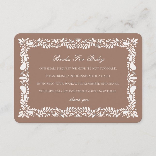 Mocha Brown Talavera Tile Books For Baby Insert (Front)