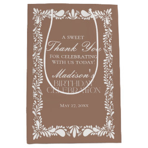 Mocha Brown Talavera Tile Fiesta Birthday Favors Medium Gift Bag