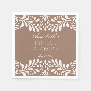 Mocha Brown Talavera Tile Fiesta Bridal Shower Napkins