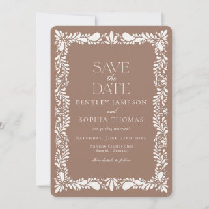 Mocha Brown Talavera Tile Fiesta Save the Date Invitation
