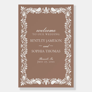Mocha Brown Talavera Tile Fiesta Wedding Welcome Foam Board