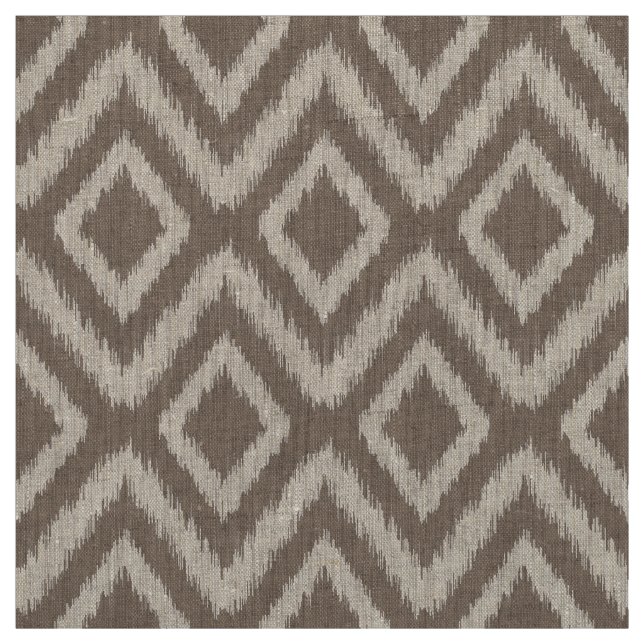 Mocha Brown Tribal Ikat Chevron Fabric (Swatch)