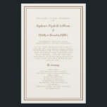 Mocha Brown Wedding Script Modern Ceremony Program<br><div class="desc">Elegant, minimalist mocha brown wedding ceremony program features a simple modern design with a double framed border in brown on an off-white background. Traditional, classic wording provides timeless sophistication. Personalize wedding ceremony details for your guests in trendy brown calligraphy lettering and script. The back of the card matches with mocha...</div>