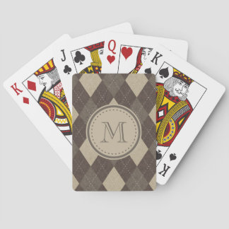 Mocha Chocca Brown Argyle with Monogram Poker Cards