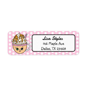 Mocha, Coffee Lovers Kawaii Cartoon Label