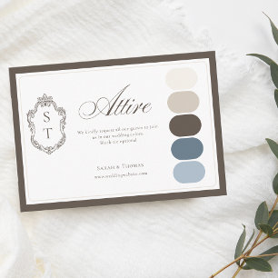 Mocha Cream Dusty Blue Wedding Attire Color Enclosure Card
