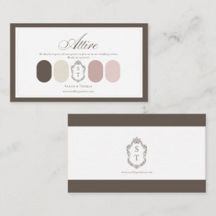 Mocha Cream Dusty Rose Wedding Attire Color Enclosure Card