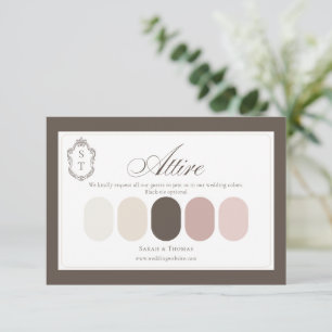 Mocha Cream Dusty Rose Wedding Attire Color Enclosure Card
