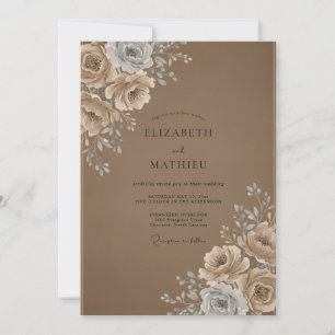 Mocha Cream Rose Wedding Invitation