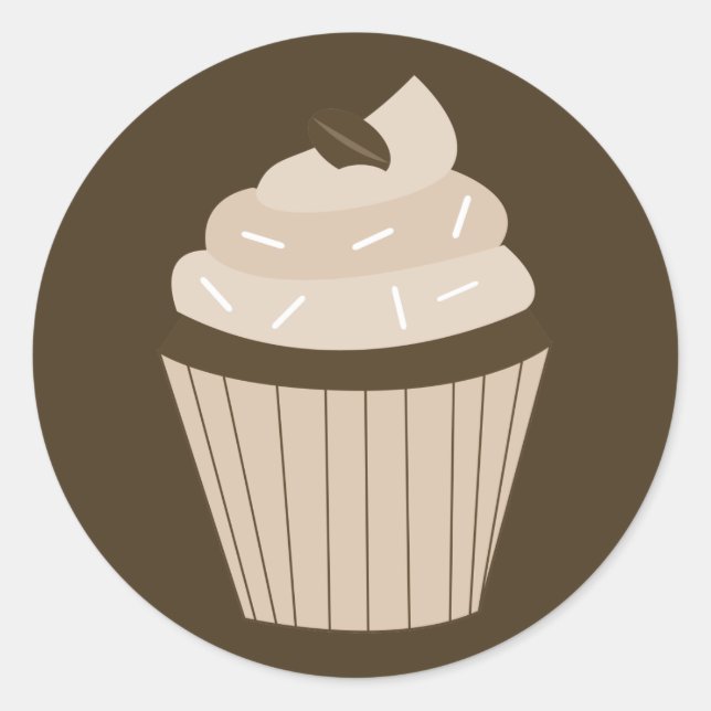 Mocha Cupcake Round Stickers (Front)