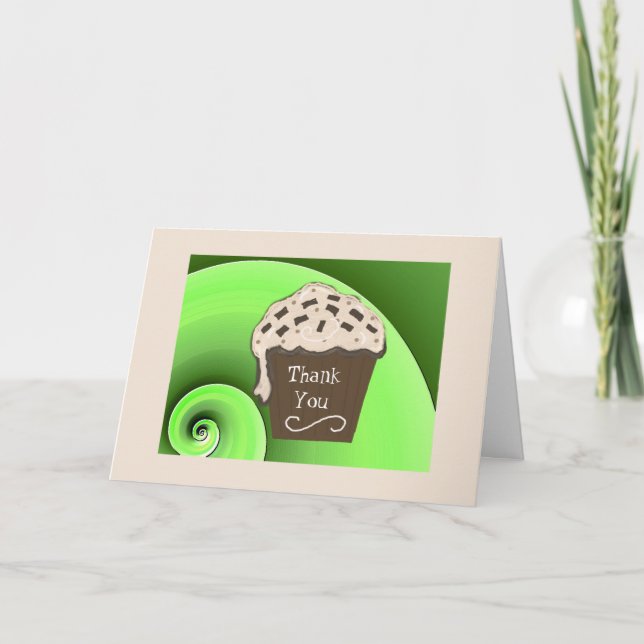 Mocha Cupcake Thank You Card (Front)