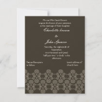 Mocha damask wedding invitation