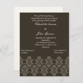 Mocha damask wedding invitation (Front/Back)