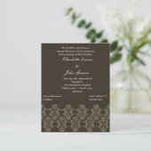 Mocha damask wedding invitation (Standing Front)