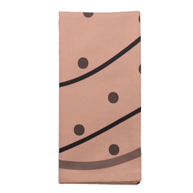 Mocha Dots & Stripes Pattern Cloth Napkin (Folded)