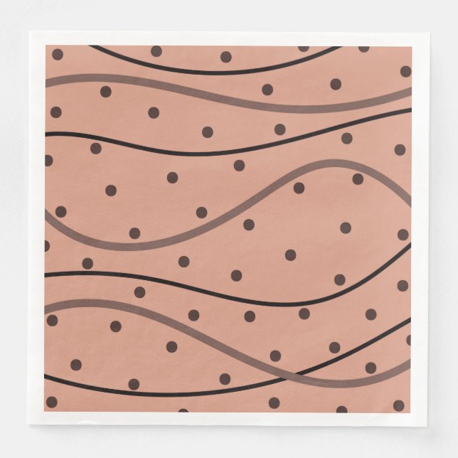 Mocha Dots & Stripes Pattern Paper Dinner Napkins (Front)