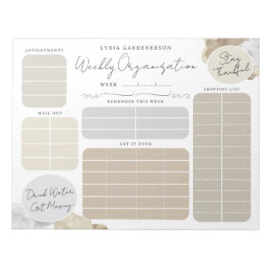 Mocha Dreamy Custom Weekly Organization Notepad