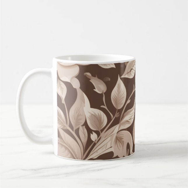 Mocha Floral Garden Coffee Mug (Left)