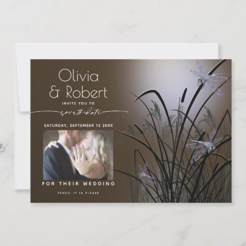 Mocha Glow Save the Date  Moonlight Dragonfly Invitation