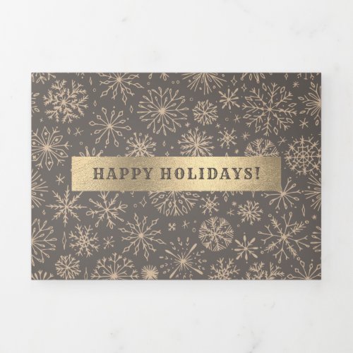 Mocha Gold Holiday Multi Photo Tri_Fold Card