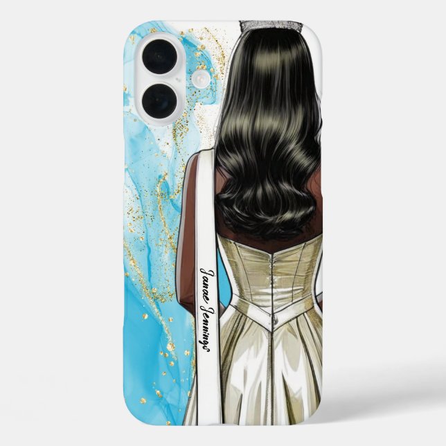 Mocha Gold Pageant Portrait Custom Sash Case-Mate iPhone Case (Back)