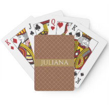 Mocha Gold Quatrefoil Personalized Playing Cards