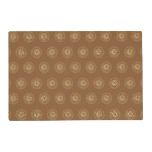 Mocha   Golden Zinnia Flower Medallions Placemat