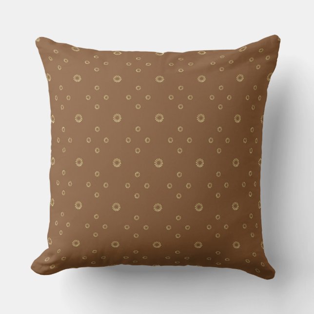 Mocha | Golden Zinnia Sun Throw Pillow (Front)