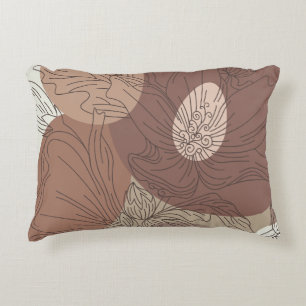 Mocha Hibiscus Botanical Harmony Accent Pillow