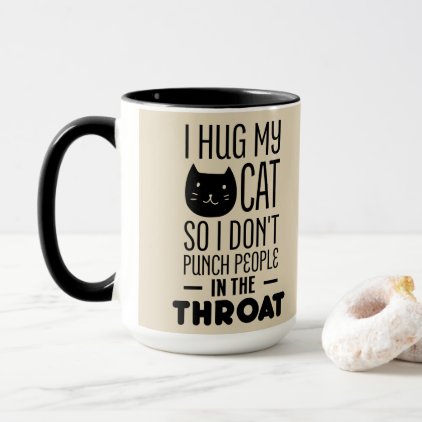 Mocha I Hug My Cat - Kitten Face - Cat Keeper Gift Mug