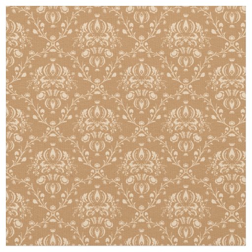 Mocha Latte Brown Damask Fabric