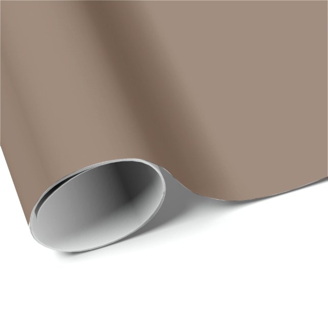 Mocha Latte Brown, Earthy Neutral Solid Color Wrapping Paper (Roll Corner)