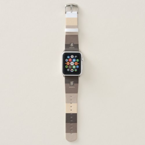 Mocha Latte Color Palette Stripes Monogram Apple Watch Band