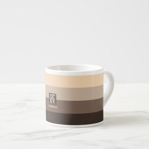 Mocha Latte Color Palette Stripes Monogram Espresso Cup