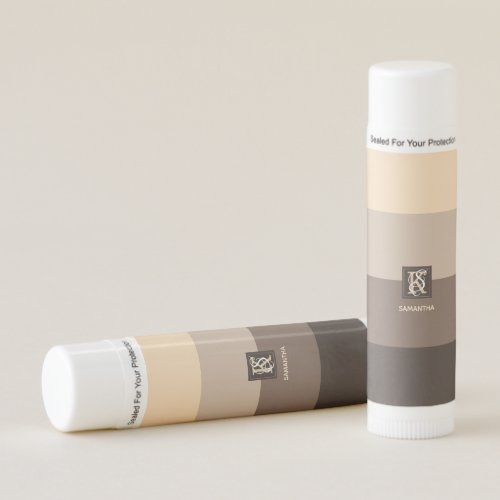 Mocha Latte Color Palette Stripes Monogram Lip Balm