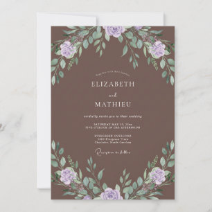 Mocha Lavender Foliage Eucalyptus Wedding Invitation