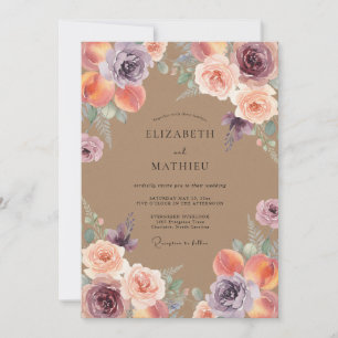 Mocha Lavender Petal Wedding Invitation