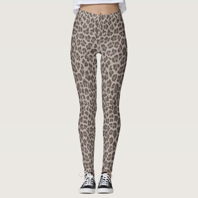 Mocha Leopard Print Women's Leggings  (Front)