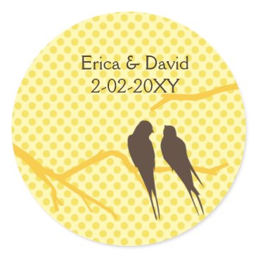 mocha lovebirds wedding label