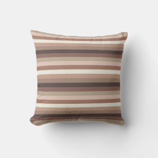 Mocha Mousse and Accents Horizontal Stripe Pattern Throw Pillow