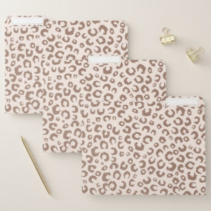 Mocha Mousse and Cream Tan Leopard Pattern File Folder