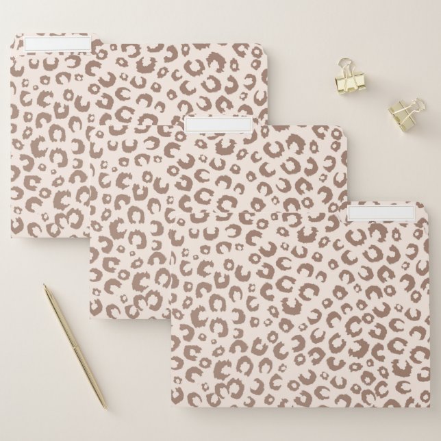 Mocha Mousse and Cream Tan Leopard Pattern File Folder (Set)