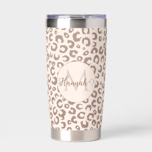 Mocha Mousse and Cream Tan Leopard Pattern Insulated Tumbler