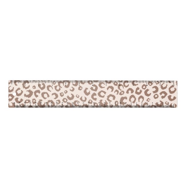Mocha Mousse and Cream Tan Leopard Pattern Ruler (Front)