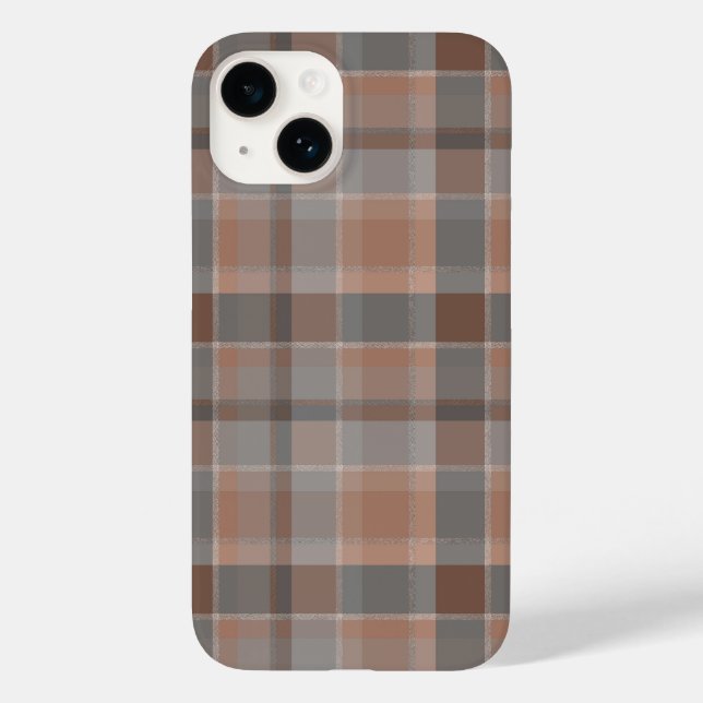 Mocha mousse and grey checkered Case-Mate iPhone case (Back)